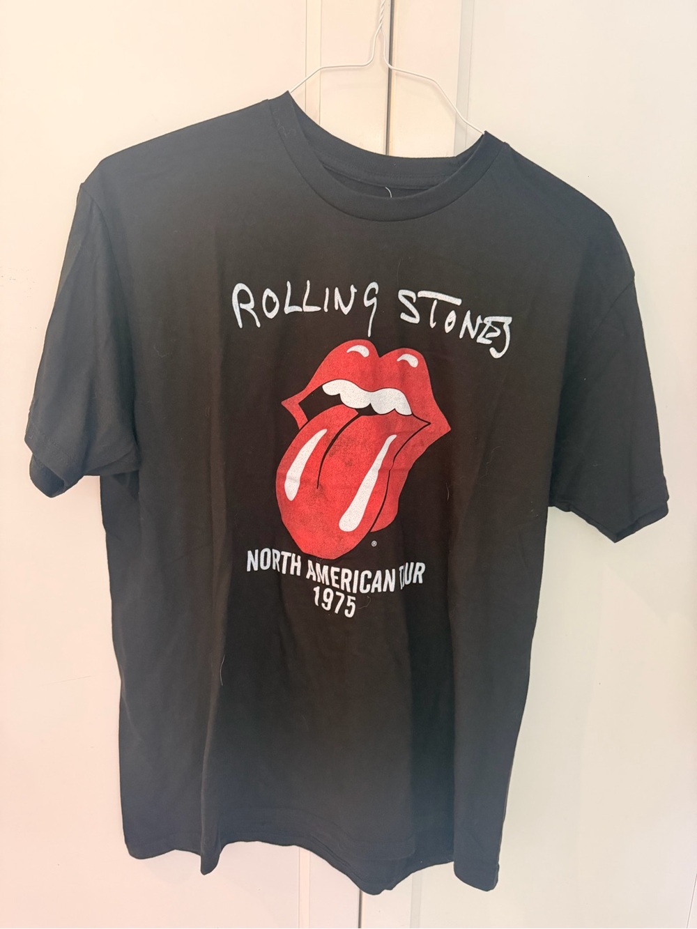 the Rolling Stones Black Tee with Red Tongue Graphic
